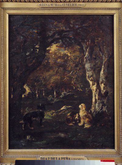森林中的狗水仙迪亚兹德拉佩纳的画 作者 Narcisse Virgile Diaz de laPeña