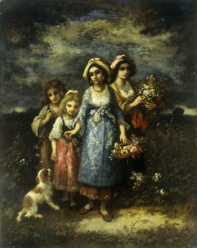 花的收集者，1873年 作者 Narcisse Virgile Diaz de laPeña