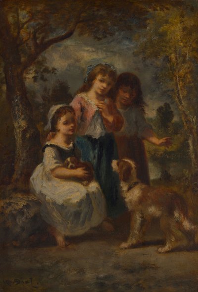 三个小女孩，约1870年 作者 Narcisse Virgile Diaz de laPeña