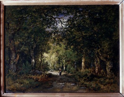 木下的道路 Narcisse Diaz de la Pena (1807-1876) 19 世纪 Sun 绘画。 0,24x0,32 米 作者 Narcisse Virgile Diaz de laPeña