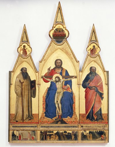 与St. Romuald和圣安德鲁的圣三一，1365（面板上的蛋彩画） 作者 Nardo di Cione Orcagna
