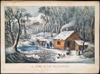 荒野中的家园, 1870年.创作者：Nathaniel Currier, James Merritt Ives, Currier and Ives. 作者 库里尔和艾夫斯