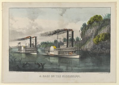 密西西比河上的竞赛，1870年，1870年。创作者：Nathaniel Currier, James Merritt Ives, Currier and Ives. 作者 库里尔和艾夫斯