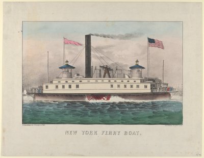 New York Ferry Boat, ca. 1860-65., ca. 1860-65.创作人：Nathaniel Currier, James Merritt Ives, Currier and Ives. 作者 库里尔和艾夫斯