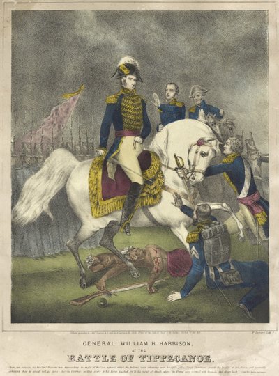 威廉·哈里森将军在Tippecanoe战役，酒吧。 1840 作者 Nathaniel Currier