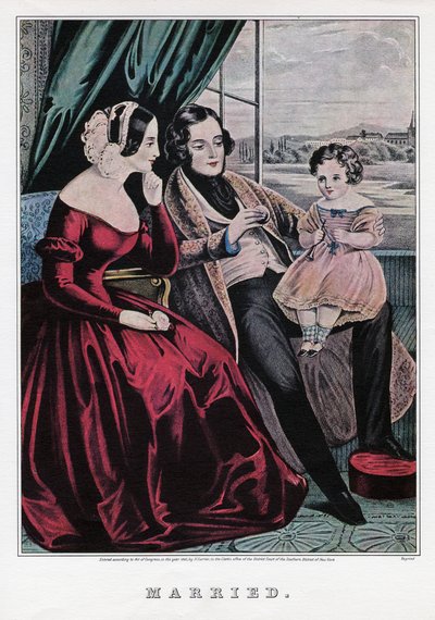 1845年结婚。 作者 纳撒尼尔·卡里尔（Nathaniel Currier）