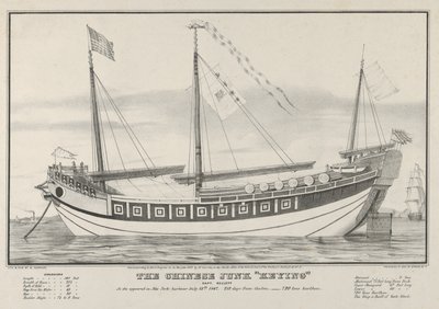 1847年7月13日，中国军舰 "凯英号"--凯利特船长--出现在纽约港。 作者 纳撒尼尔·卡里尔（Nathaniel Currier）