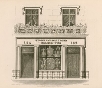 Messrs Storr和Mortimer，金匠和珠宝商，伦敦邦德街156号的离子风格店面 作者 纳撒尼尔·惠特克