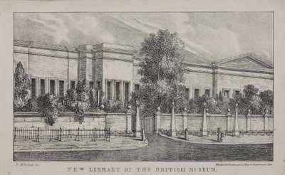大英博物馆新图书馆景观，约 1830 年（石版画） 作者 纳撒尼尔·惠特克