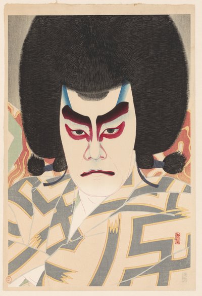 饰演鸣上的市川贞治
36 幅不同角色的演员肖像（系列名称） 作者 名取春森