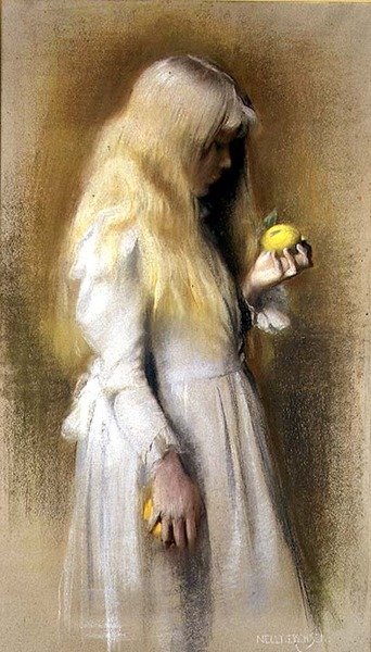 金色的头发（纸上粉笔画 作者 内莉·埃里克森（Nelly Erichsen）