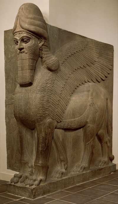 人头翅膀的狮子（lamassu），公元前883-859（石膏雪花石膏） 作者 Neo Assyrian
