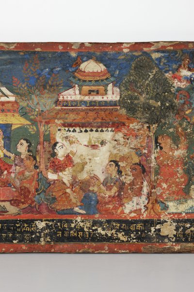 佛教手稿封面的细节（不透明的木板上的wc） 作者 Nepalese School