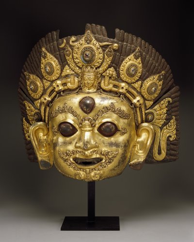 Bhairava面膜（镀金铜质宝石和宝石） 作者 尼泊尔学校