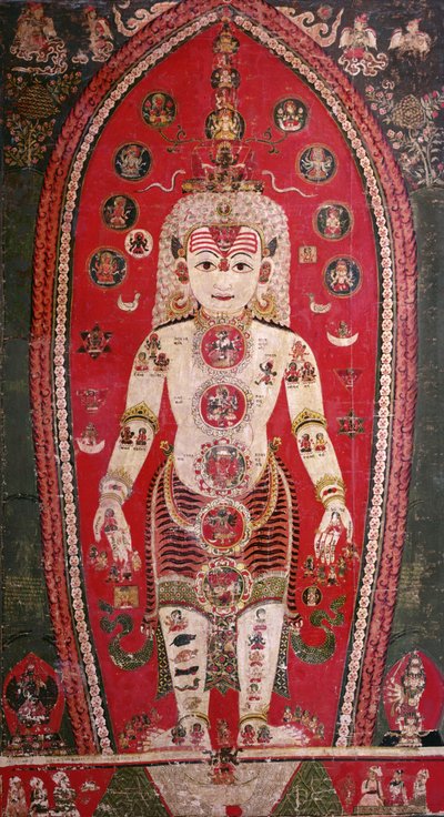 来自Badgaon的Shiva Purana（丝绸上的水粉） 作者 尼泊尔学校