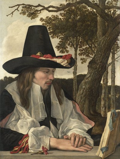 一个读书的男人，约 1660 年（布面油画） 作者 荷兰语学校