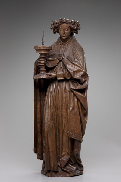 天使手持烛台，约 1480-1500（橡木） 作者 Netherlandish School