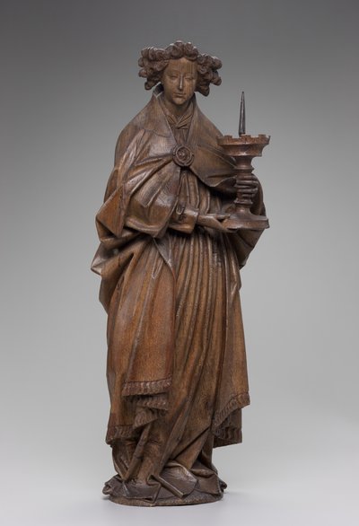 天使手持烛台，约 1480-1500（橡木） 作者 Netherlandish School