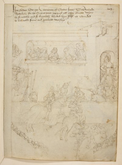 Cotton Julius E. IV, art.6，"Beauchamp Pageants"，约 1483 年（牛皮纸上的墨迹） 作者 荷兰语学校