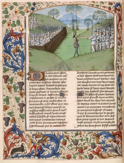 MS Royal 15 E.IV fol.231v 黑斯廷斯战役（1066 年）中的撒克逊栅栏，选自 Jean de Warvin 的《Chroniques d