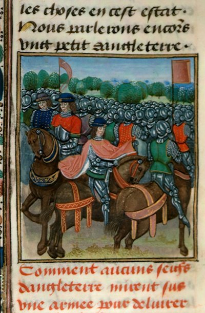 皇家 18 E.II fol.411v 反叛亨利四世（1367-1413 年）选自让-弗罗萨特（Jean Froissart，约 1333-1404 年）约 1460-80 年创作的《Chroniques de France et d