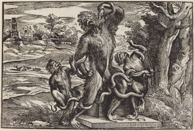 Laocoon集团的讽刺画 作者 提香之后的尼可洛·博德里尼