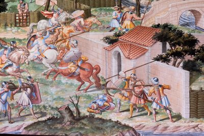 1431年拉希古埃拉战役的战斗大厅中的壁画细节（壁画）。 作者 Niccolo (and workshop) Granello