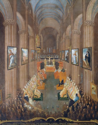 1545 年特伦特会议开幕式，细节 作者 尼科洛·多里加蒂（Niccolo Dorigati）