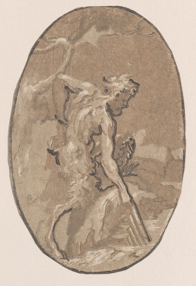 Marsyas从河里抽出Syrinx，约1540-50.，约1540-50.。 作者 尼可罗·维琴蒂诺