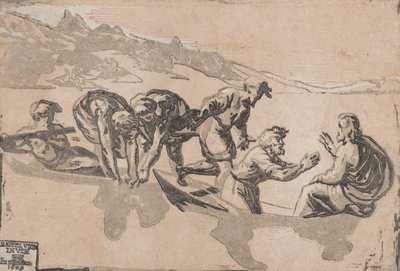 鱼的奇迹》，在拉斐尔之后，1511-1520年重新出版1609年。 作者 尼可罗·维琴蒂诺