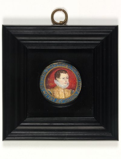 假定的艺术家自画像，13 岁，约 1560 年（牛皮纸水彩） 作者 尼古拉斯（attr.to）希利亚德