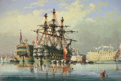 德文波特的普通船只，约 1850 年（水彩画） 作者 尼古拉斯·康迪