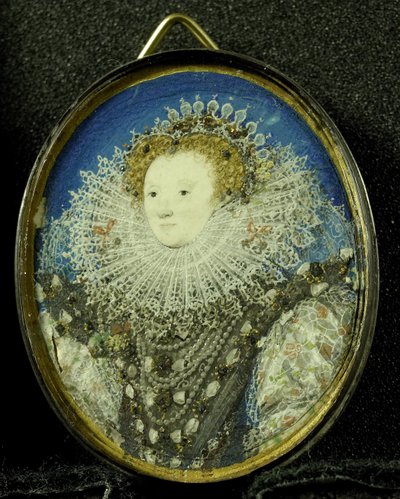 英国女王伊丽莎白一世，约1600年（羊皮纸，银和玻璃） 作者 尼古拉斯·希利亚德