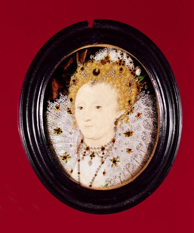 伊丽莎白女王一世的肖像（牛皮纸上的水彩画） 作者 尼古拉斯·希利亚德