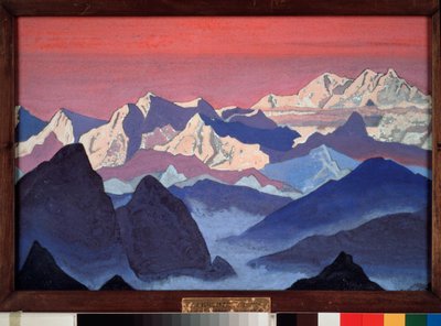 康钦贡嘎。喜马拉雅山（西藏）。尼古拉斯（Nicholas）-罗里奇（1874-1947 年）的素描作品。 作者 尼古拉斯·罗里奇