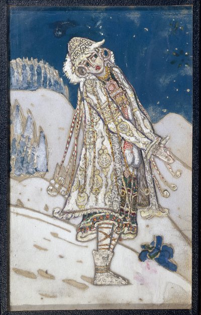 亚历山大-奥斯特洛夫斯基（1823-1886 年）戏剧作品《雪姑娘》的服装设计。(奥斯特洛夫斯基戏剧《雪姑娘》的服装设计）。尼古拉斯-罗里奇（1874-1947 年）的作品，纸上钢笔画 作者 Nicholas Roerich