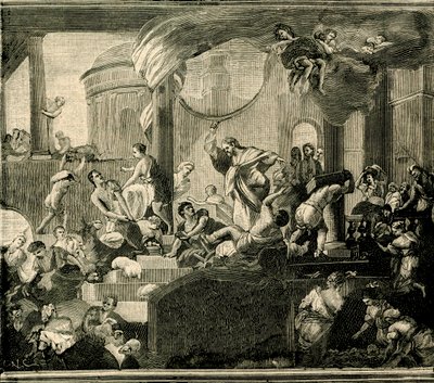 耶稣驱赶商人离开圣殿，布面油画，尼古拉·马林科尼科 (Nicola Malinconico，1663-1721)，圣阿加塔大教堂，加里波利，普利亚，意大利 作者 尼古拉·马林科尼科（Nicola Malinconico）