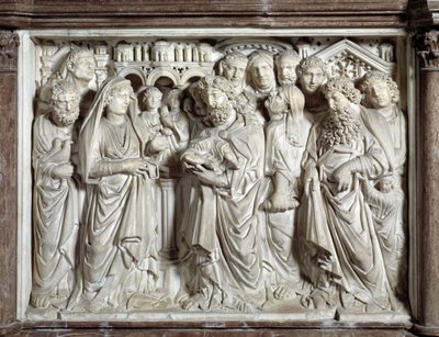 Presentation of Jesus to the Temple (Presentation of Jesus to the Temple) Nicola Pisano (1215/20-1278/84) (大理石讲坛) 1260 Baptistere Saint John of Pisa (Battistero san Giovanni di Pisa) 设计的椅子，意大利 作者 尼古拉·皮萨诺（Nicola Pisano）