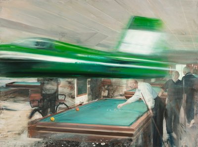 台球室，2016（布面油画） 作者 尼古拉·普奇