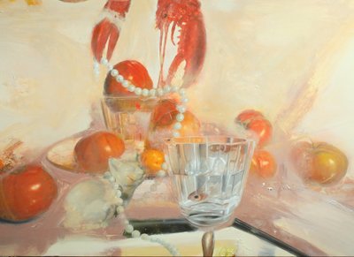 有鱼的猫，2011 年（布面油画） 作者 尼古拉·普奇