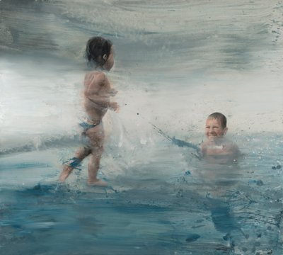 海上的孩子们，2015（布面油画） 作者 尼古拉·普奇