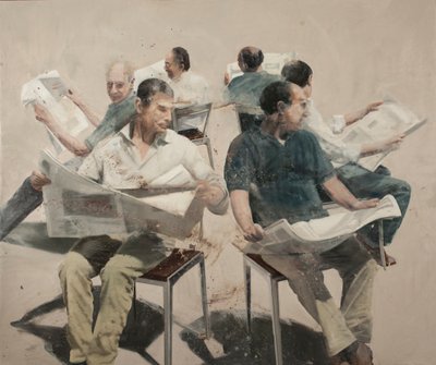 每日阅读，2019（布面油画） 作者 尼古拉·普奇