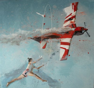 呼啦圈飞机，2022 年（布面油画） 作者 尼古拉·普奇