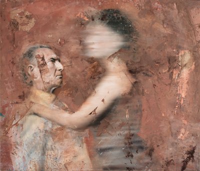 与男人一起移动的女人，2019（布面油画） 作者 尼古拉·普奇