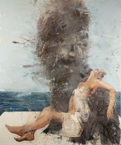 带狗的女人 II》，2021 年（布面油画） 作者 尼古拉·普奇