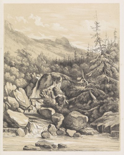 与瀑布的山风景 作者 尼古拉斯·巴诺