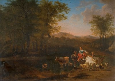 有人物的田园风光，1683年。 作者 尼古拉斯·伯赫姆