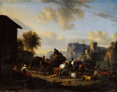 其余的车队，十七世纪 作者 尼古拉斯·彼得斯（Nicolaes Pietersz）。 Berchem
