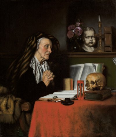 祈祷的老妇人，约1655年 作者 尼古拉斯·梅斯（Nicolaes Maes）