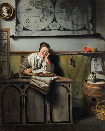 荷兰语：带着账户入睡的女人 账户管理员 作者 尼古拉斯·梅斯（Nicolaes Maes）